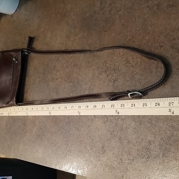 Vera Pelle dark brown crossbody purse approx 7x8 inches - Picture 12 of 15